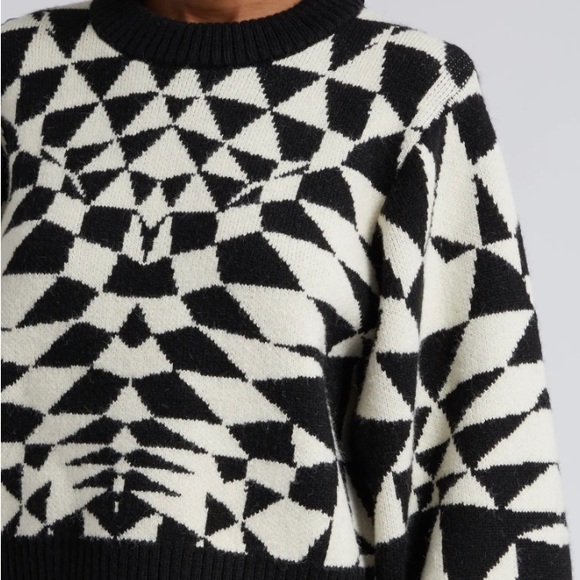 NWT Farm Rio Heart Deco Jacquard Balloon Sleeve Sweater Size L - Picture 10 of 10